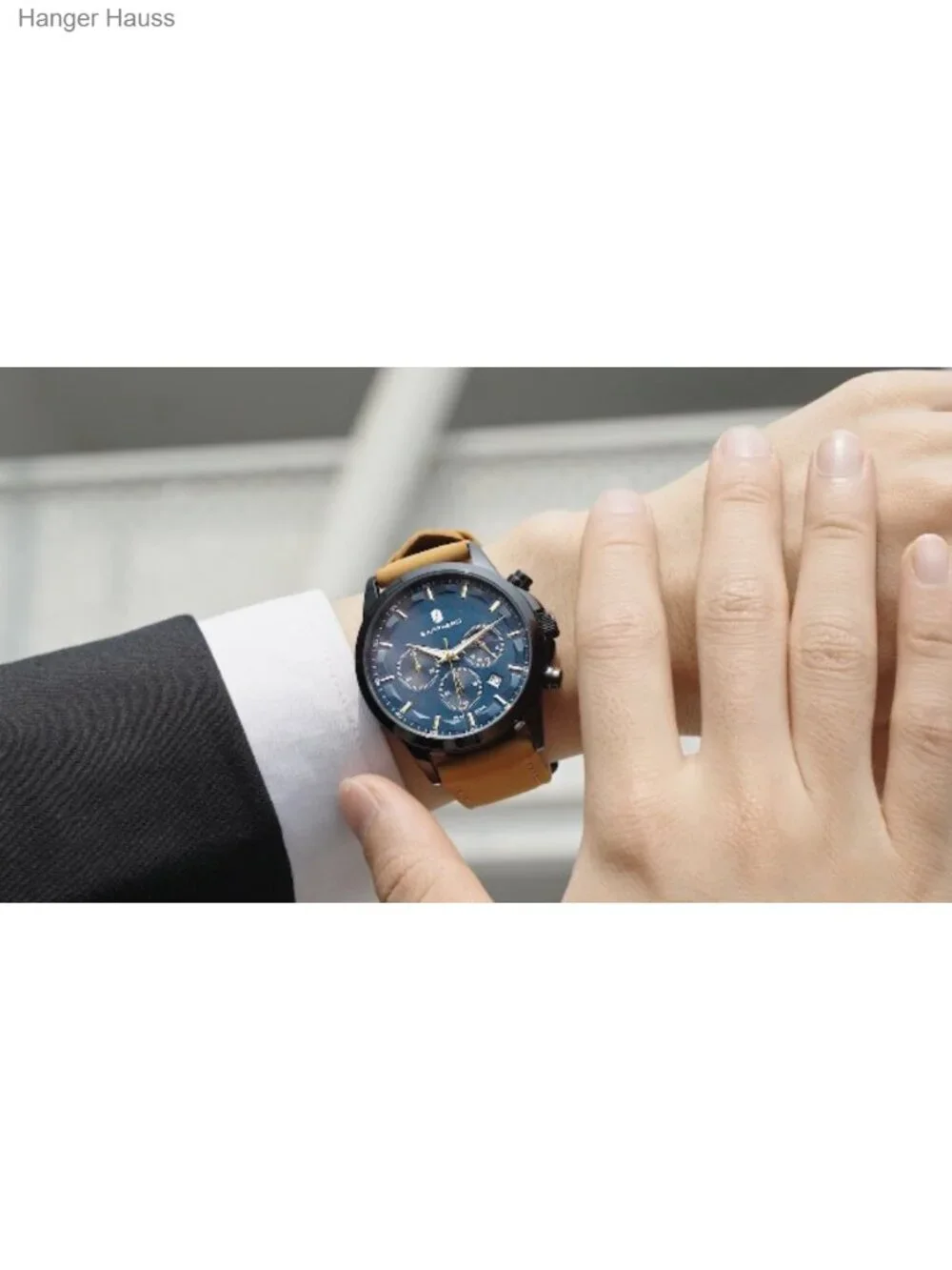 SAPPHERO Men's Chronograph Stainless Steel Analog Watch 50M Waterproof Luminous